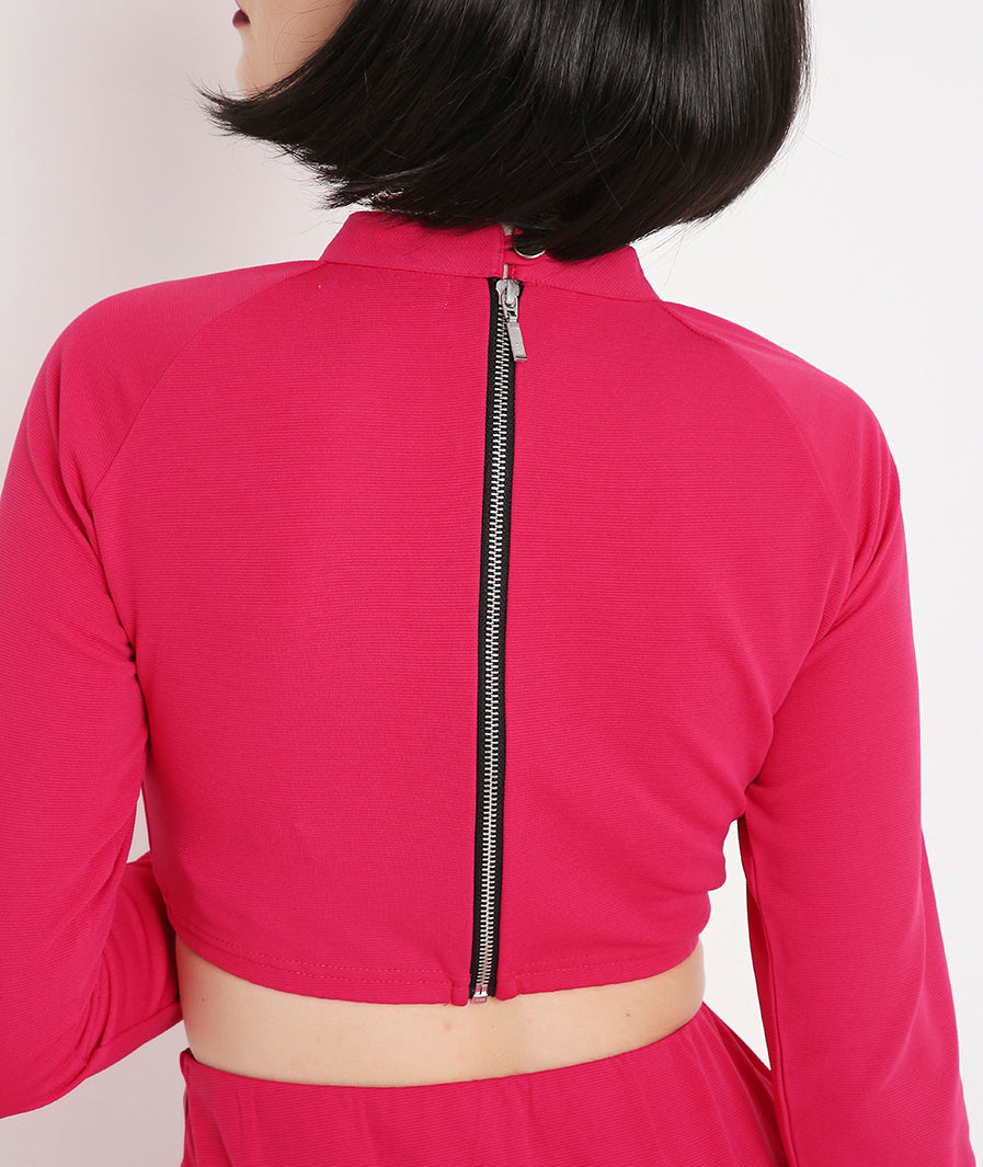 Pink Front Vent Crop Top